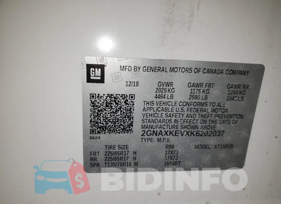 2GNAXKEVXK6202037 Photo# 14