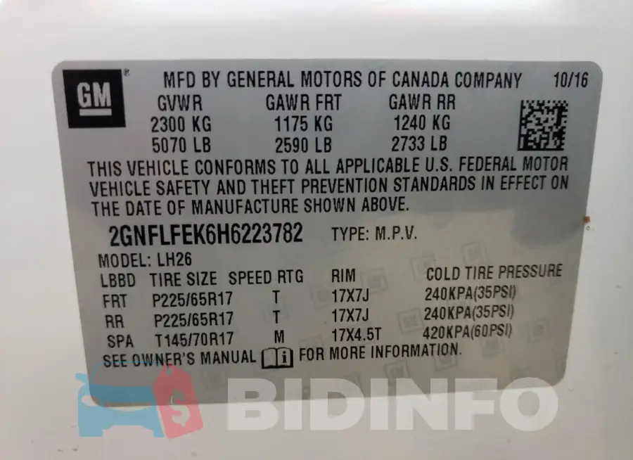 2GNFLFEK6H6223782 Photo# 13