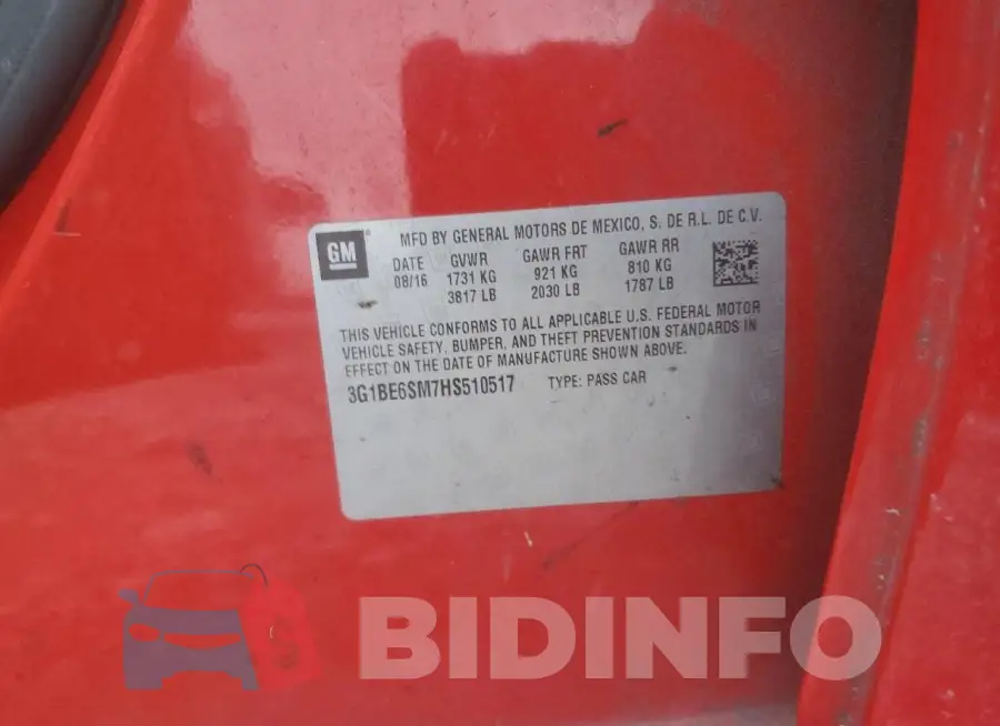 3G1BE6SM7HS510517 Photo# 12