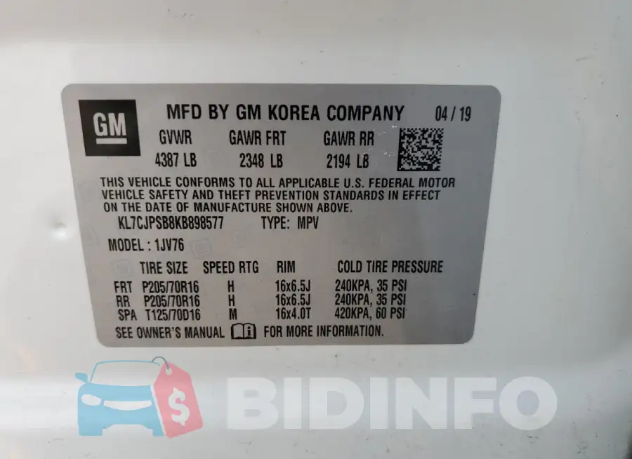 KL7CJPSB8KB898577 Photo# 14