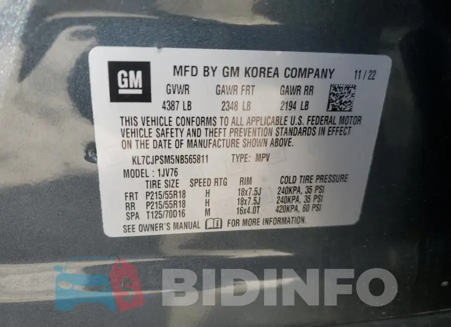 KL7CJPSM5NB565811 Photo# 13