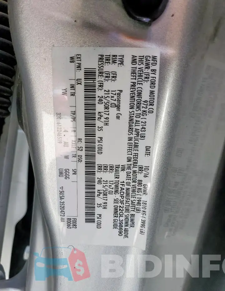 1FADP3F22GL398690 Photo# 12