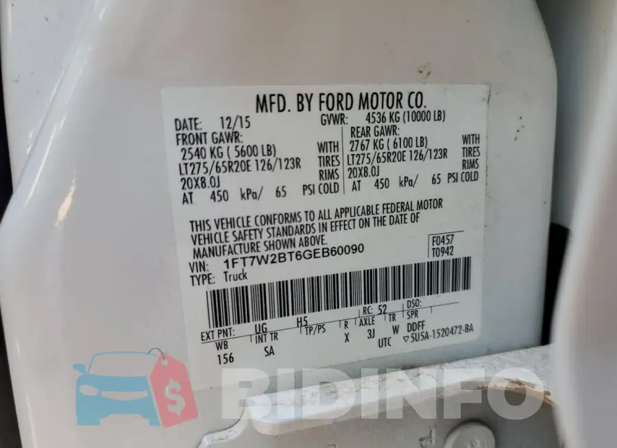 1FT7W2BT6GEB60090 Photo# 12