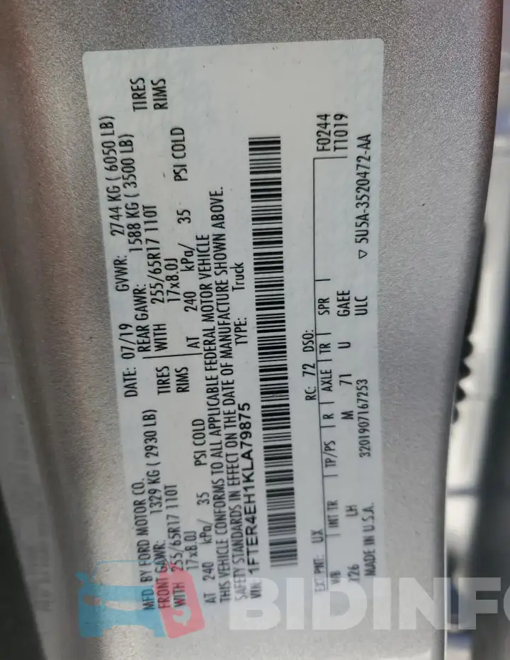 1FTER4EH1KLA79875 Photo# 13