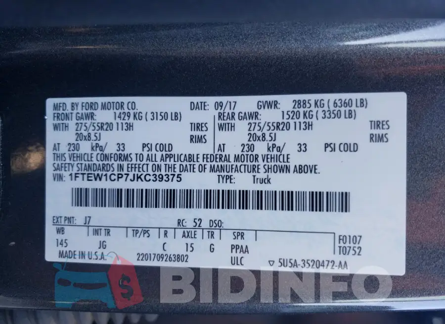 1FTEW1CP7JKC39375 Photo# 12