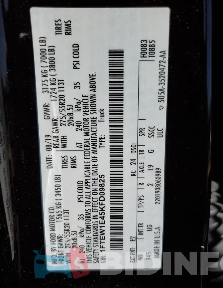 1FTEW1E45KFD09825 Photo# 12