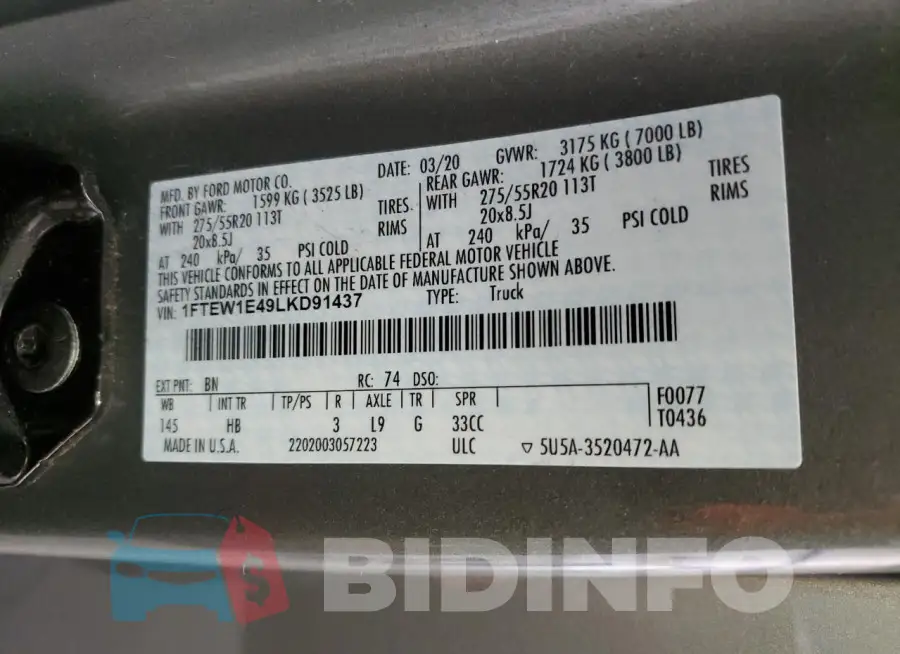 1FTEW1E49LKD91437 Photo# 12