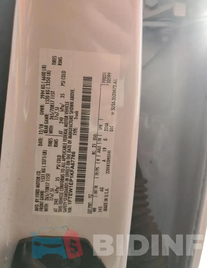 1FTEW1EP1KFA67786 Photo# 12