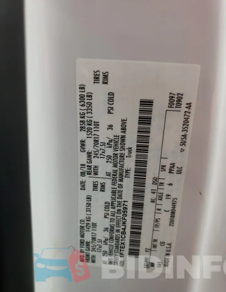 1FTEX1CB4JKF05971 Photo# 12