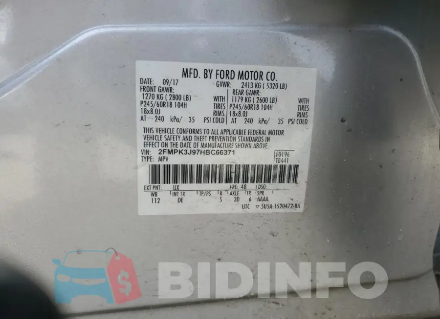 2FMPK3J97HBC66371 Photo# 13