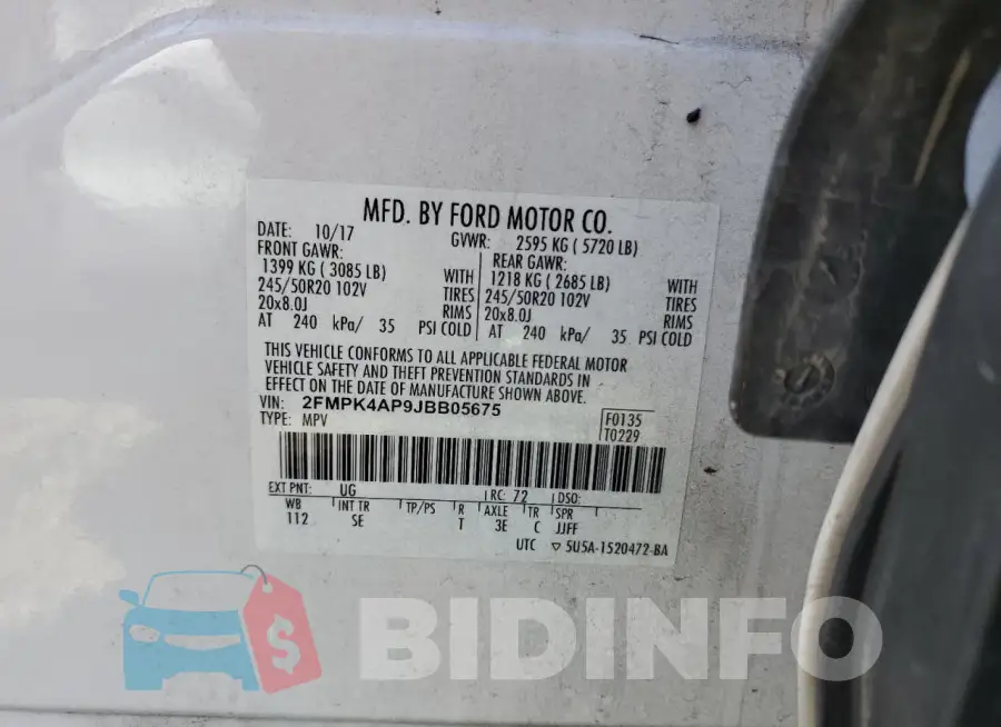 2FMPK4AP9JBB05675 Photo# 13