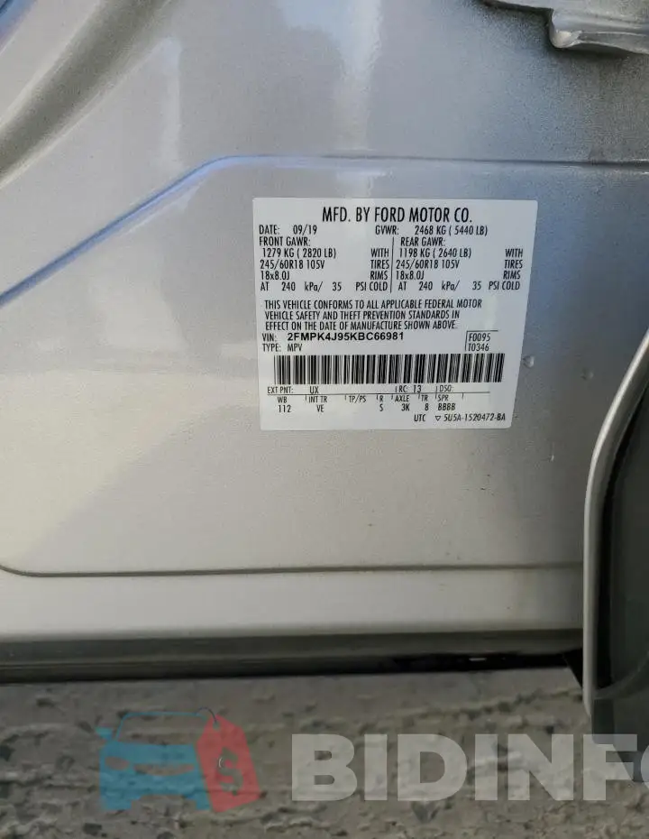 2FMPK4J95KBC66981 Photo# 14