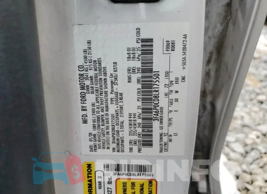 3FA6P0CD8LR175501 Photo# 13