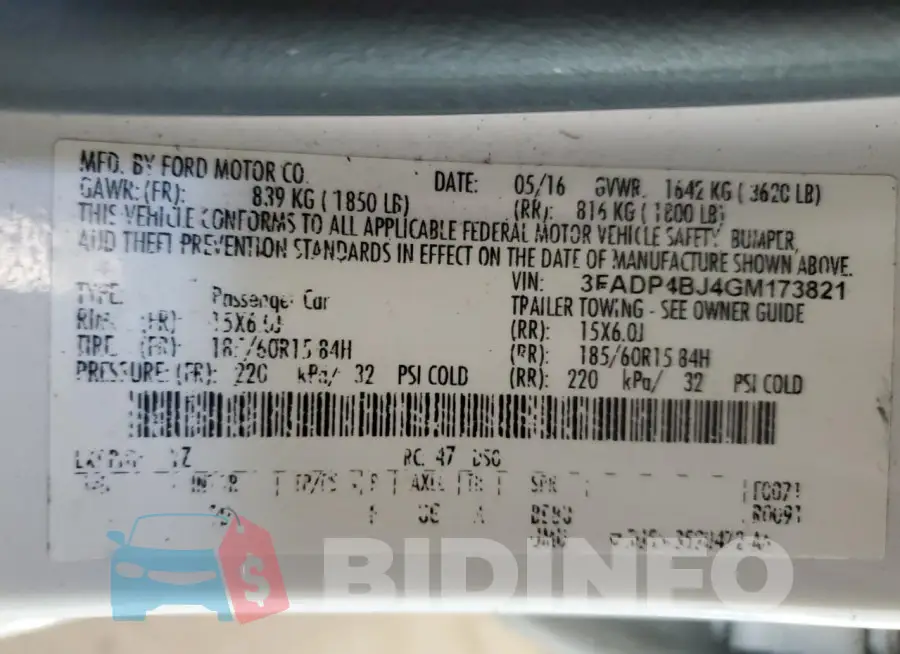 3FADP4BJ4GM173821 Photo# 12