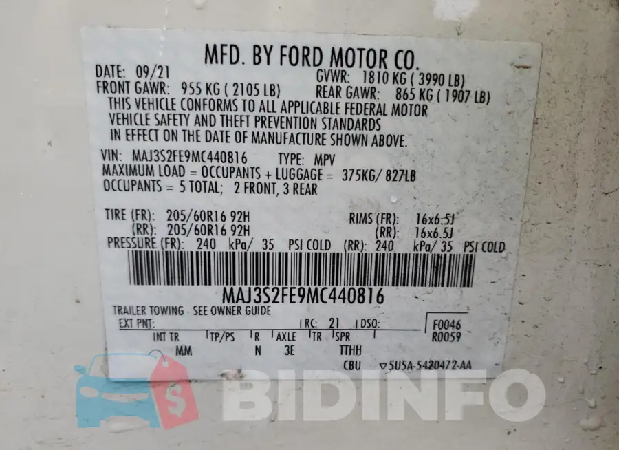 MAJ3S2FE9MC440816 Photo# 12