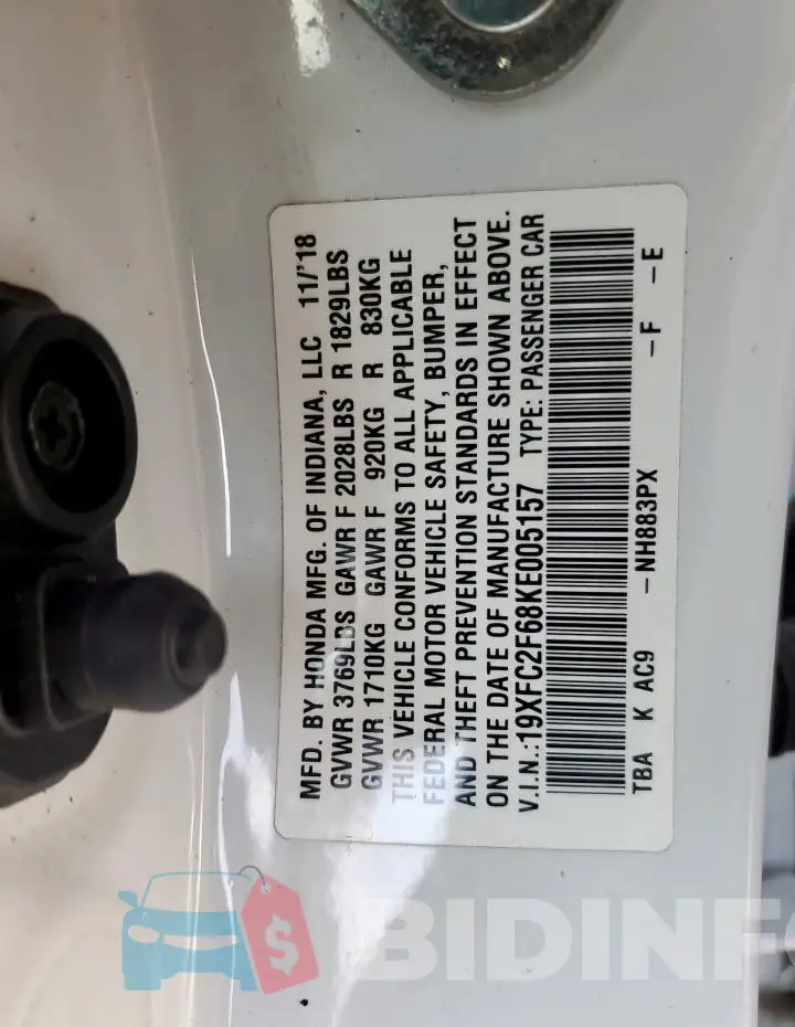 19XFC2F68KE005157 Photo# 13
