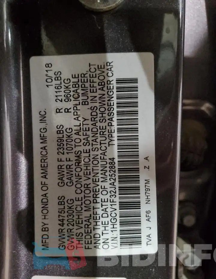 1HGCV1F32JA252884 Photo# 12