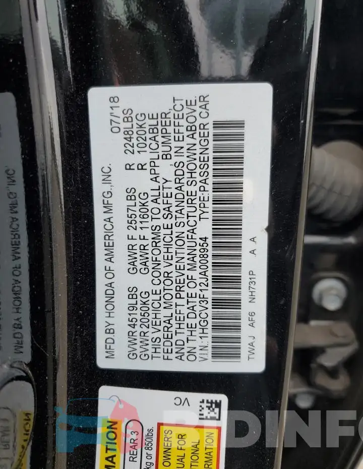 1HGCV3F12JA008954 Photo# 12