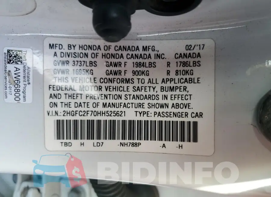 2HGFC2F70HH525621 Photo# 12