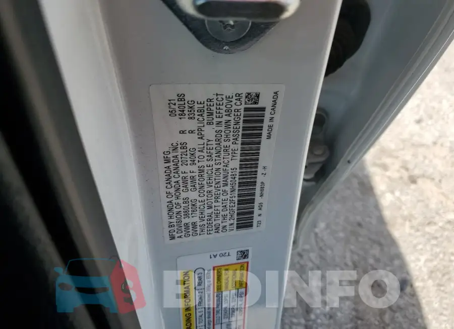 2HGFE2F51NH504815 Photo# 12