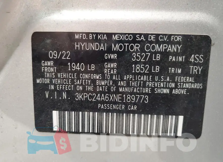 3KPC24A6XNE189773 Photo# 12