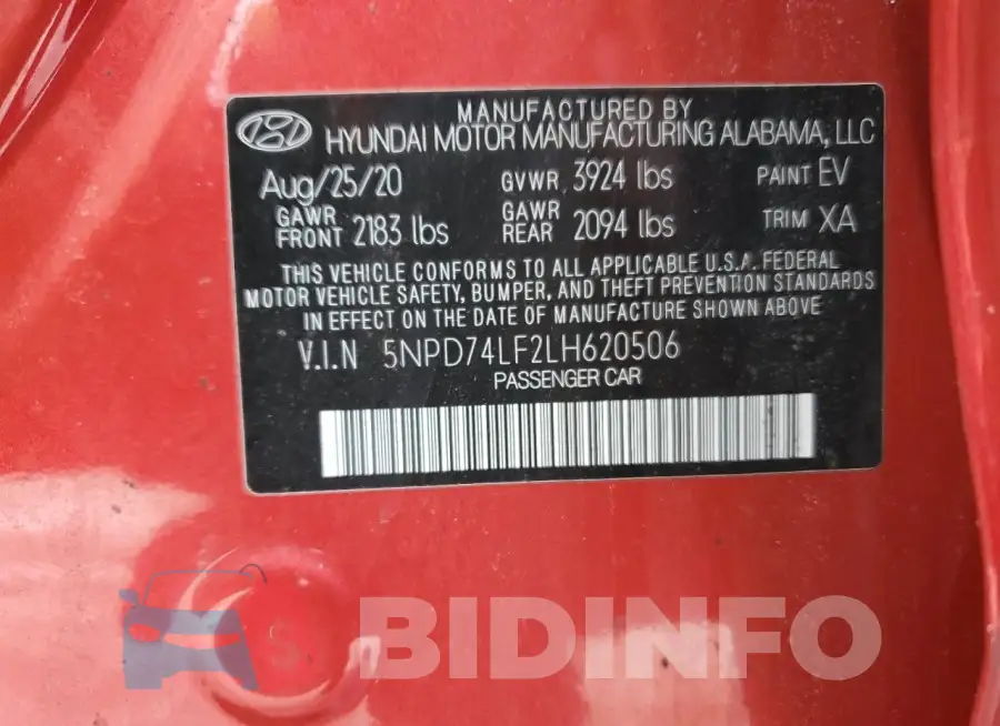 5NPD74LF2LH620506 Photo# 12