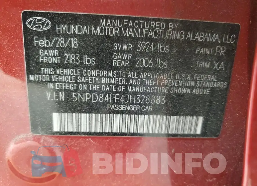 5NPD84LF4JH328883 Photo# 12