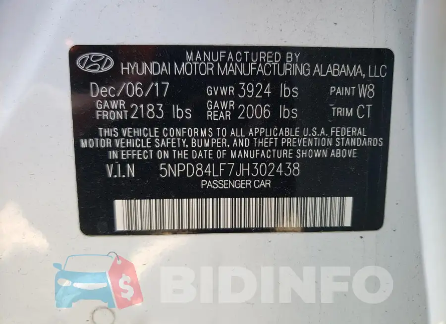 5NPD84LF7JH302438 Photo# 13