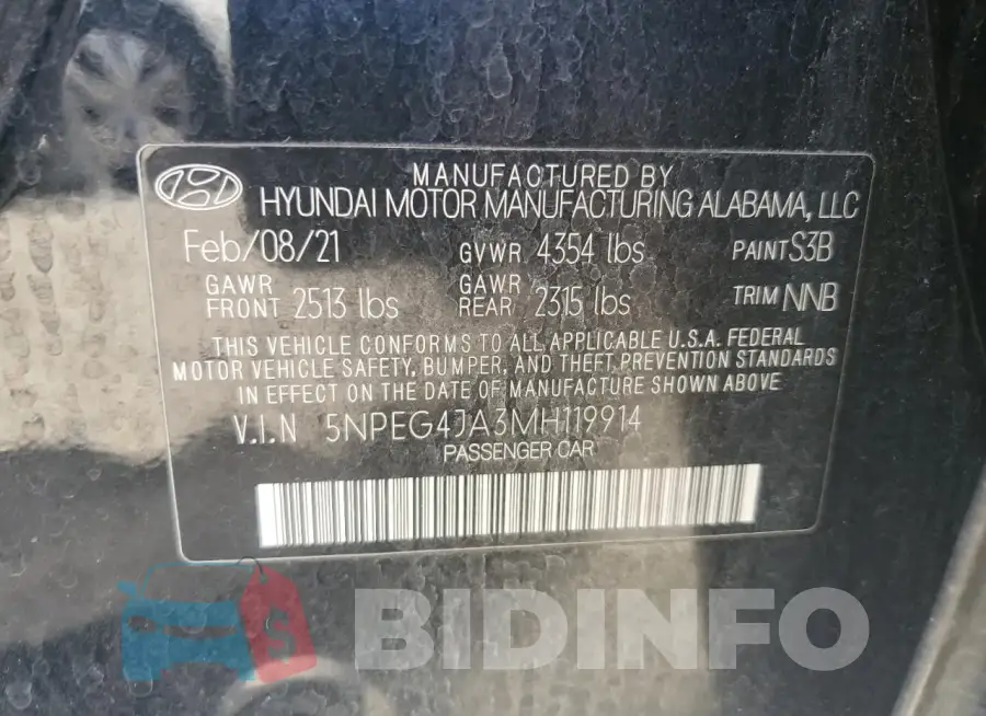 5NPEG4JA3MH119914 Photo# 12