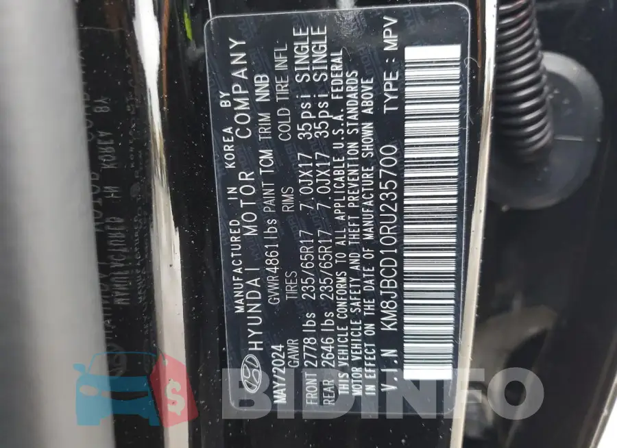 KM8JBCD10RU235700 Photo# 14