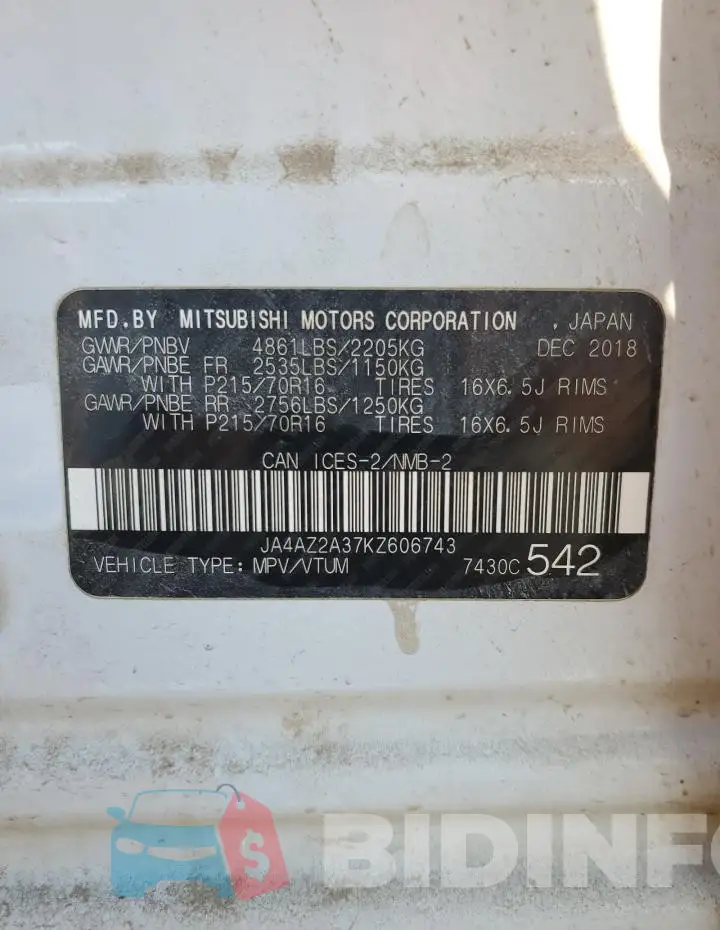 JA4AZ2A37KZ606743 Photo# 13