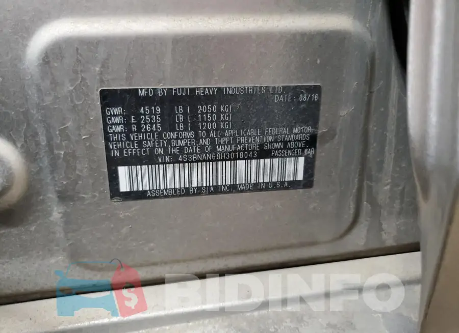 4S3BNAN68H3018043 Photo# 12