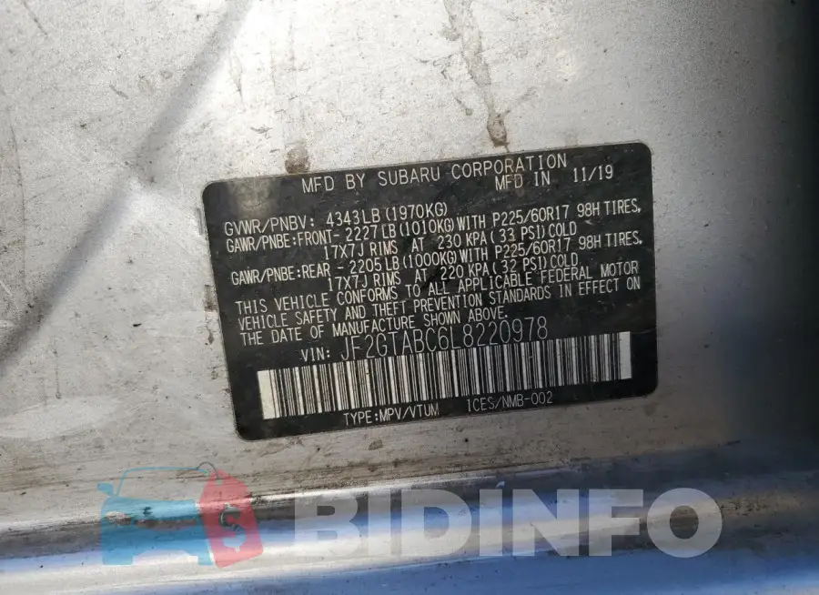 JF2GTABC6L8220978 Photo# 13