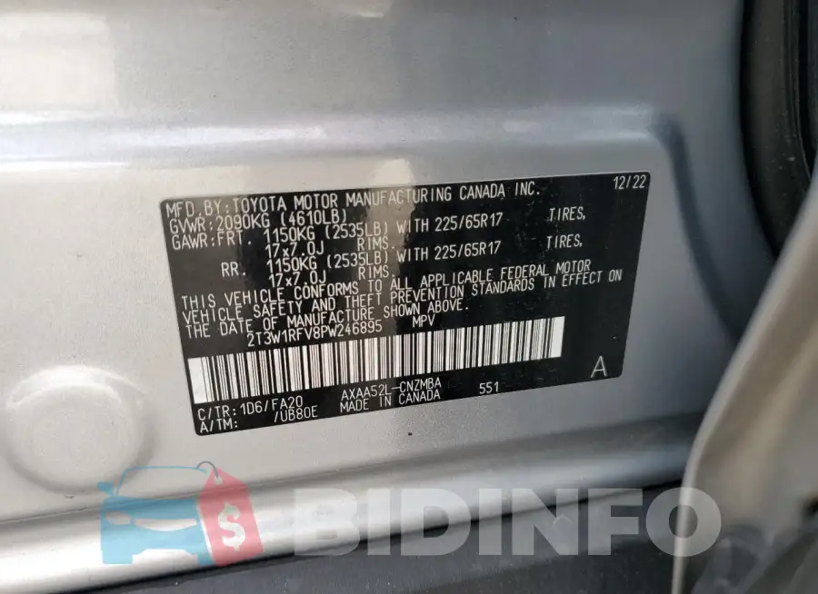 2T3W1RFV8PW246895 Photo# 12