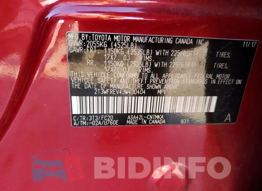 2T3WFREV4JW430404 Photo# 13