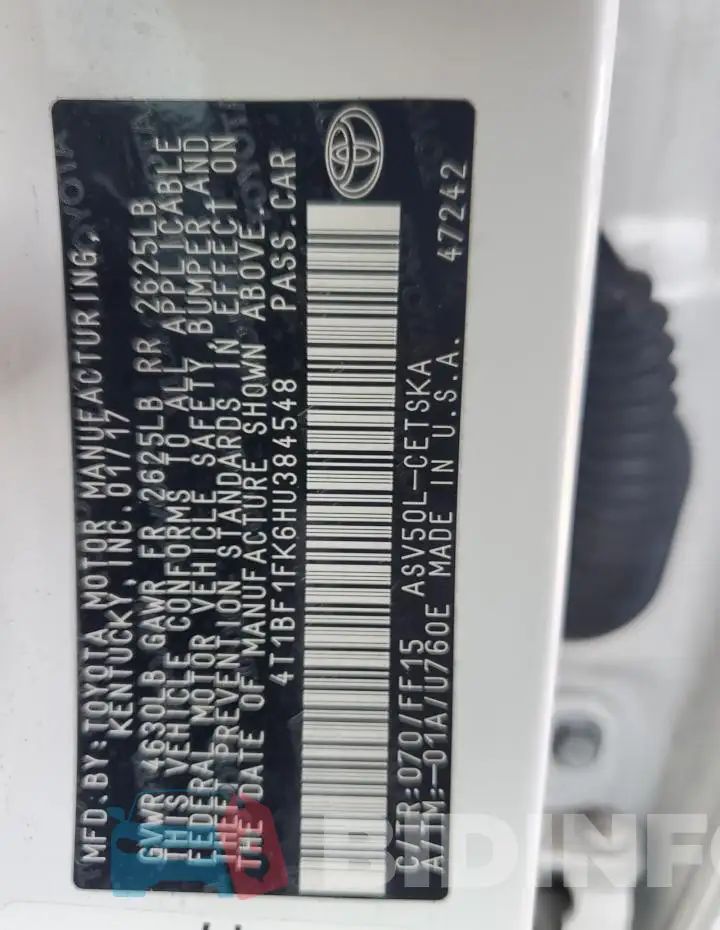 4T1BF1FK6HU384548 Photo# 13