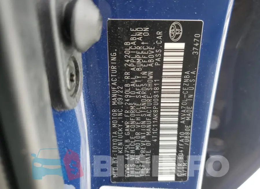 4T1C11AK8PU091811 Photo# 12