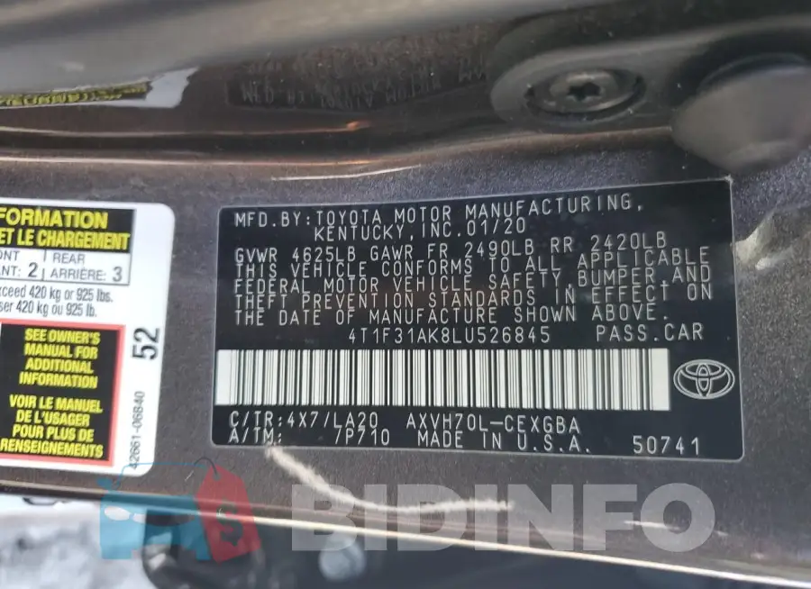 4T1F31AK8LU526845 Photo# 12