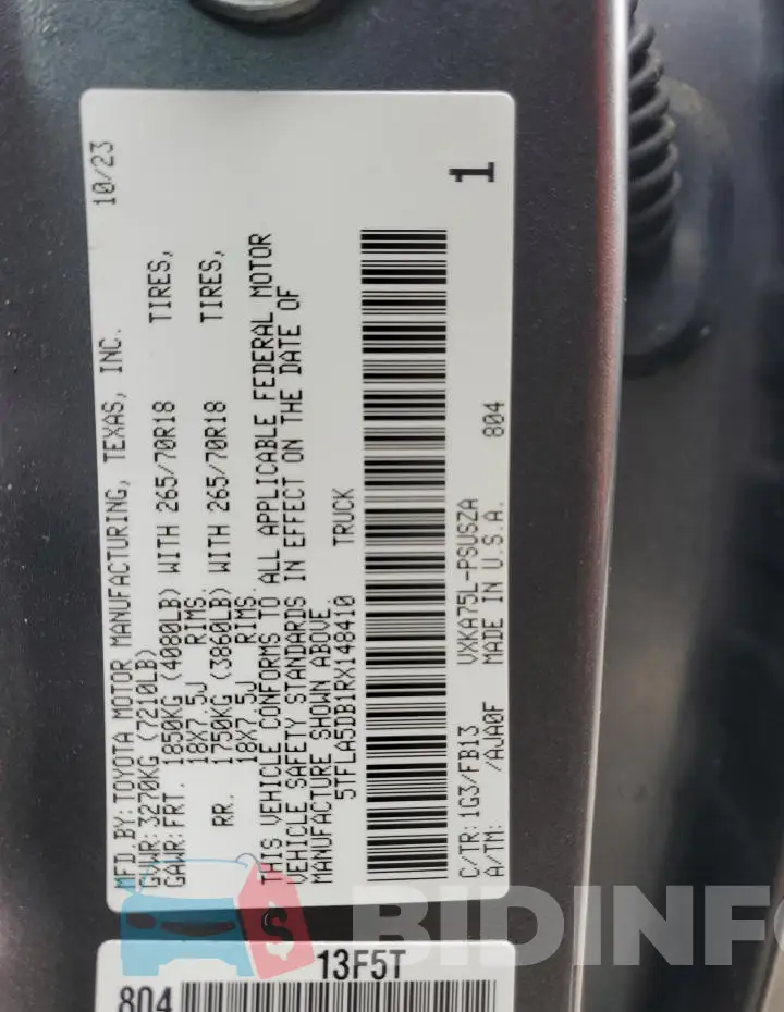 5TFLA5DB1RX148410 Photo# 13