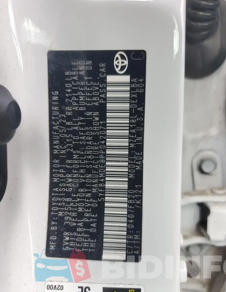 5YFB4MDE8PP042071 Photo# 12