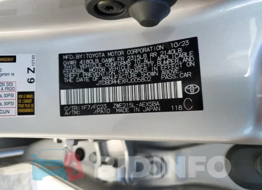 JTDBDMHEXRJ005802 Photo# 13