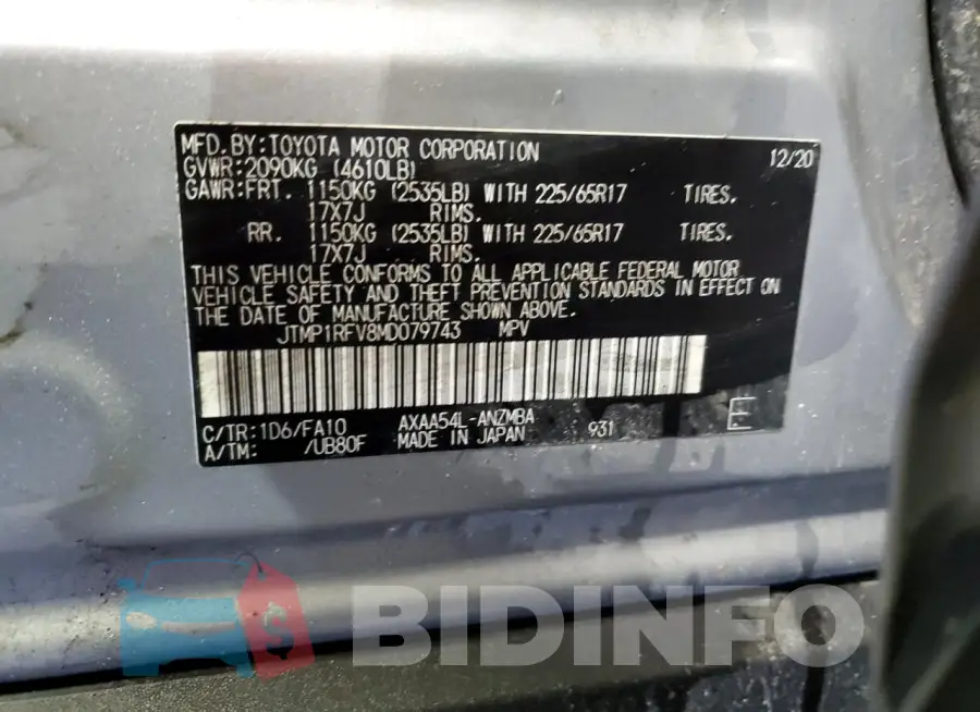 JTMP1RFV8MD079743 Photo# 13