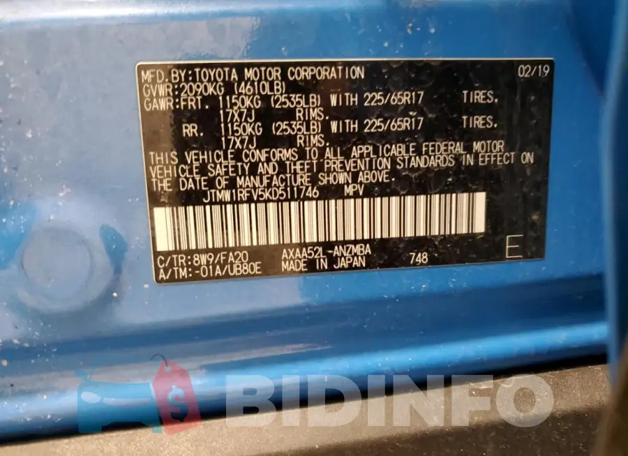 JTMW1RFV5KD511746 Photo# 13