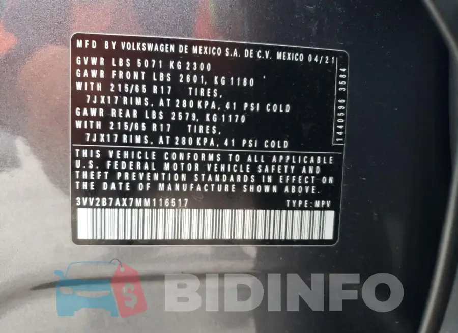 3VV2B7AX7MM116517 Photo# 13