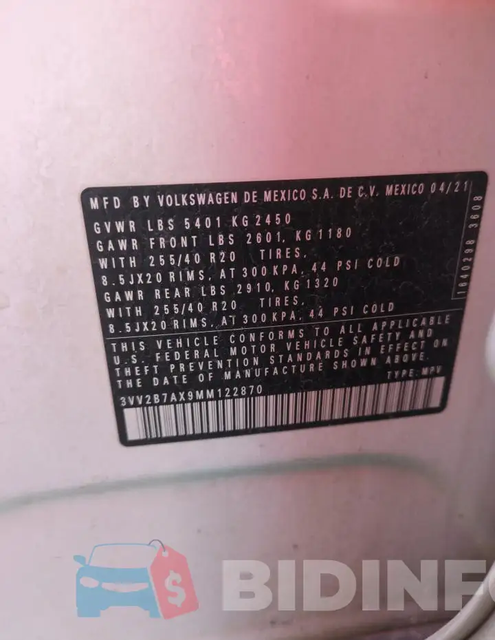 3VV2B7AX9MM122870 Photo# 13