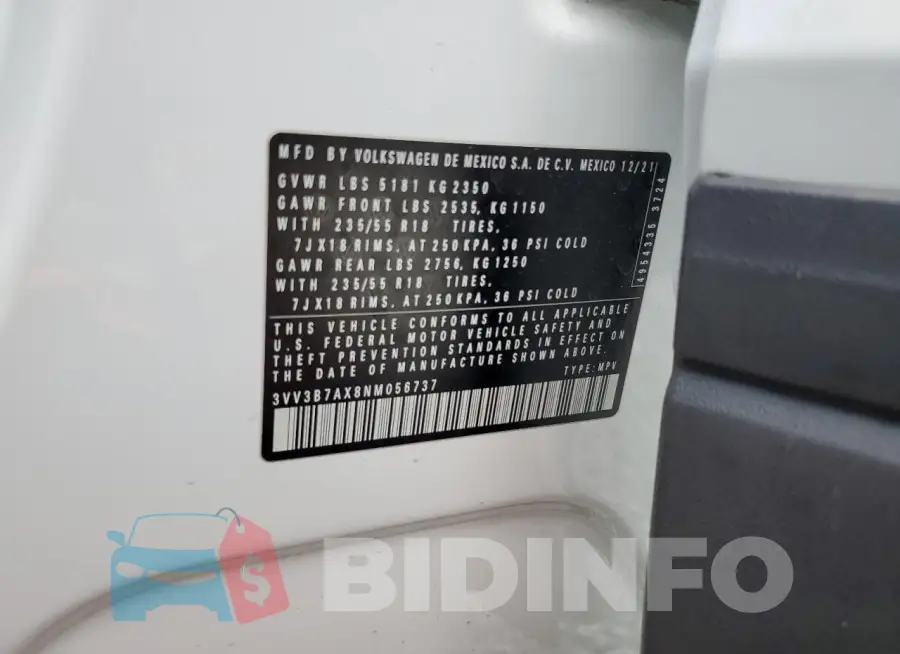 3VV3B7AX8NM056737 Photo# 14