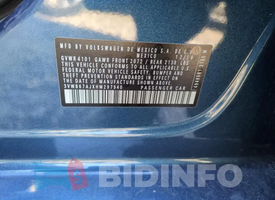 3VWB67AJXHM297940 Photo# 13