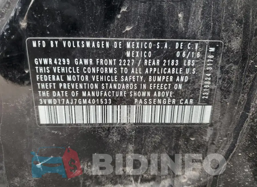 3VWD17AJ7GM401533 Photo# 12