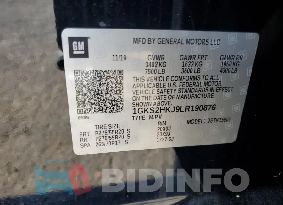 1GKS2HKJ9LR190876 Photo# 14