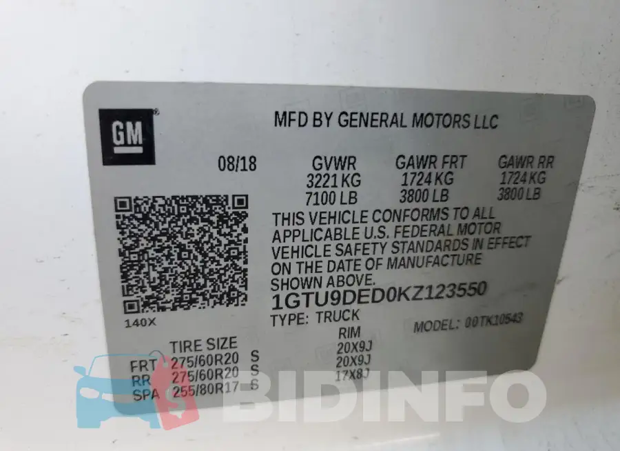 1GTU9DED0KZ123550 Photo# 13